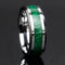 Men 8mm Tungsten Beveled Edges Crushed Malachite Stone Inlay Wedding Band